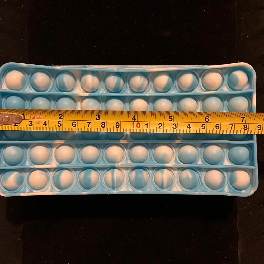 Silicone Fidget Pencil Case Push Pop Bubble Sensory Relief Blue Pop It Fidget